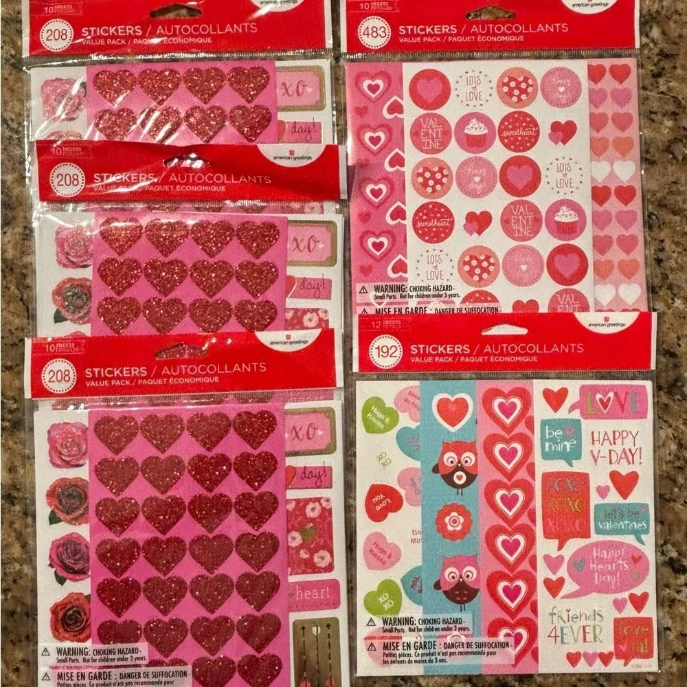 American Greetings Valentine's Day Stickers lot of 5